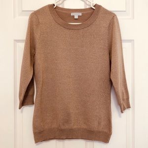 Beige Gold Shimmer Soft Sweater Holiday S